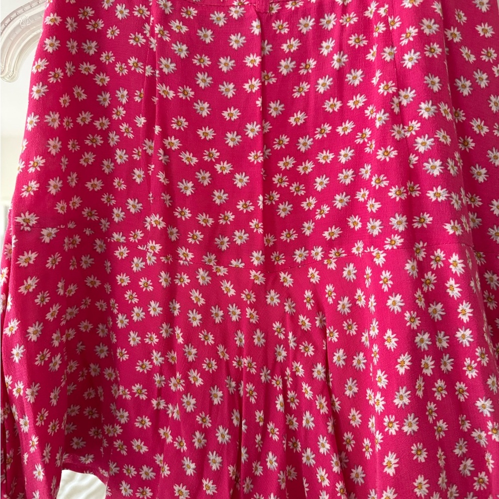 Zara Hot Pink Daisy Print Skater Skort